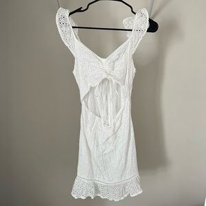 White Lace Cut Out Tank Top Dress